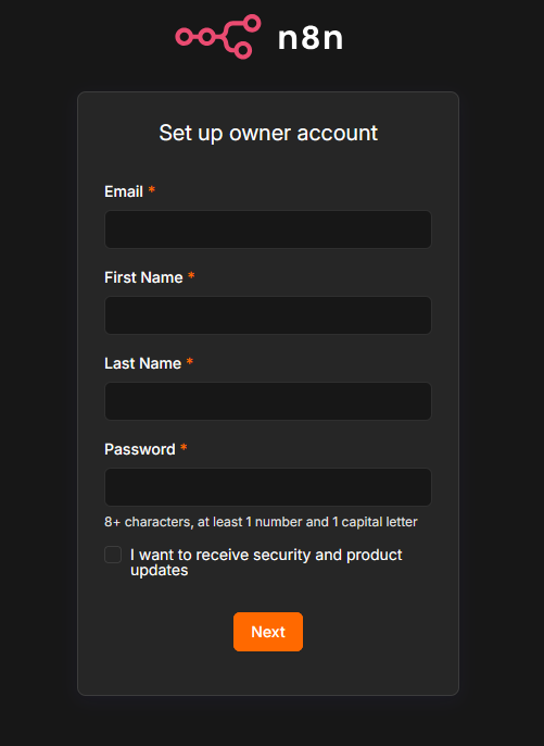 automatyzacja poczty e-mail - pierwsze uruchomienie n8n w docker
