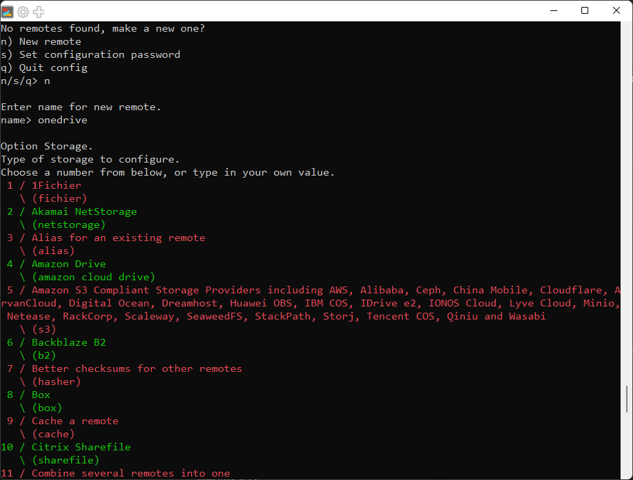 Konfiguracja rclone (OneDrive) w linux